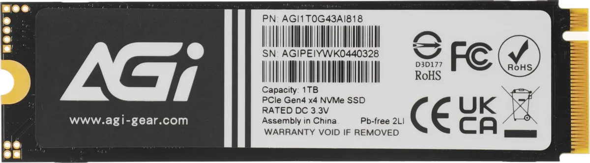 AGi AI818 1TB M.2 2280 PCI-E 4.0 x4 AGI1T0G43AI818-CB