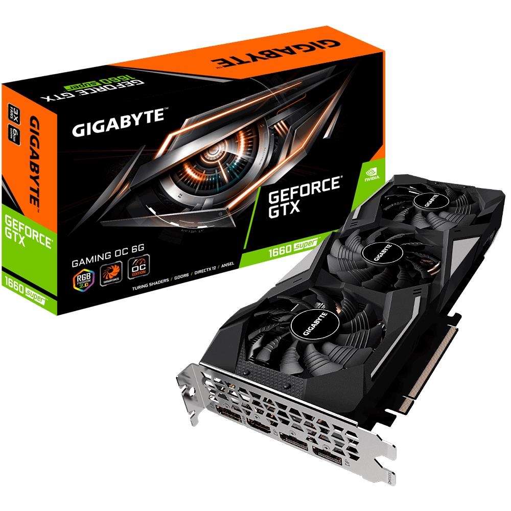 

Видеокарта GigaByte, GeForce GTX 1660 SUPER GAMING OC 6GB 1860Mhz PCI-E 3.0 6144Mb 14000Mhz 192 bit HDMI 3xDisplayPort HDCP GV-N166SGAMINGOC-6GD