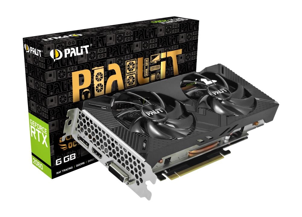 

Видеокарта Palit, GeForce RTX 2060 DUAL OC 6G 1725MHz PCI-E 3.0 6144MB 14000MHz 192 bit DVI HDMI HDCP NE62060S18J9-1160A