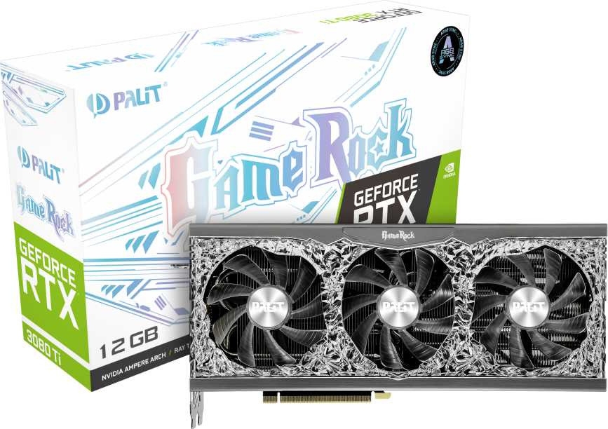 

Видеокарта Palit, GeForce RTX 3080 Ti GameRock 12G 1665MHz PCI-E 4.0 12288MB 19000MHz 384 bit HDMI 3xDisplayPort HDCP NED308T019KB-1020G