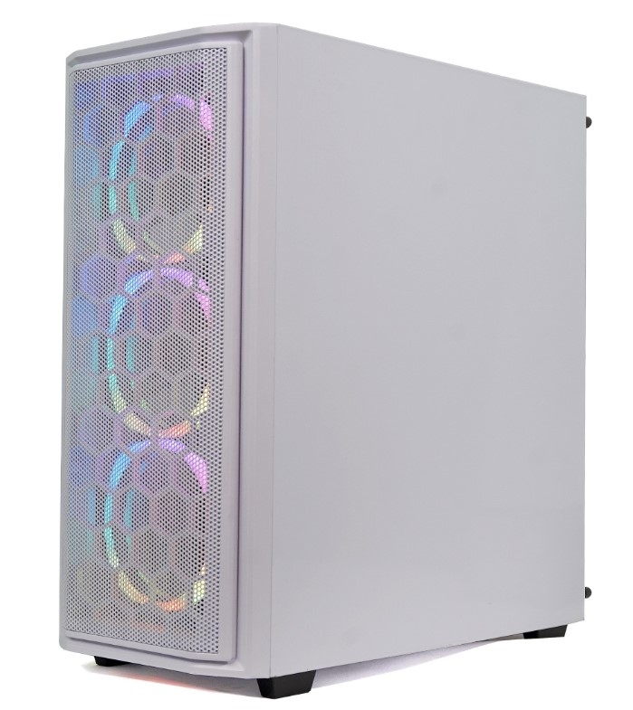 Powercase Alisio Mesh M3, Tempered Glass, ARGB, White