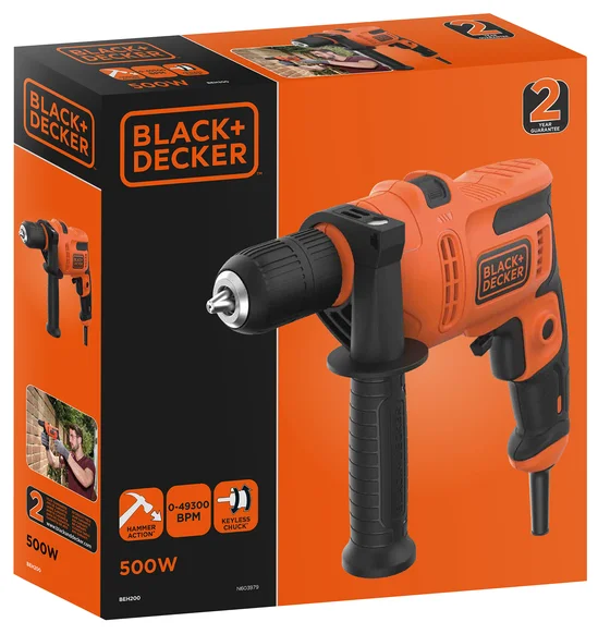 Black & Decker Дрель ударная BEH200-QS 500 Вт