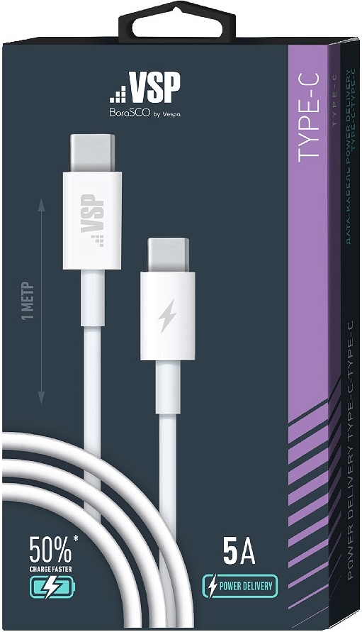 BoraSCO Кабель Power Delivery USB Type-C - USB Type-C, 5A