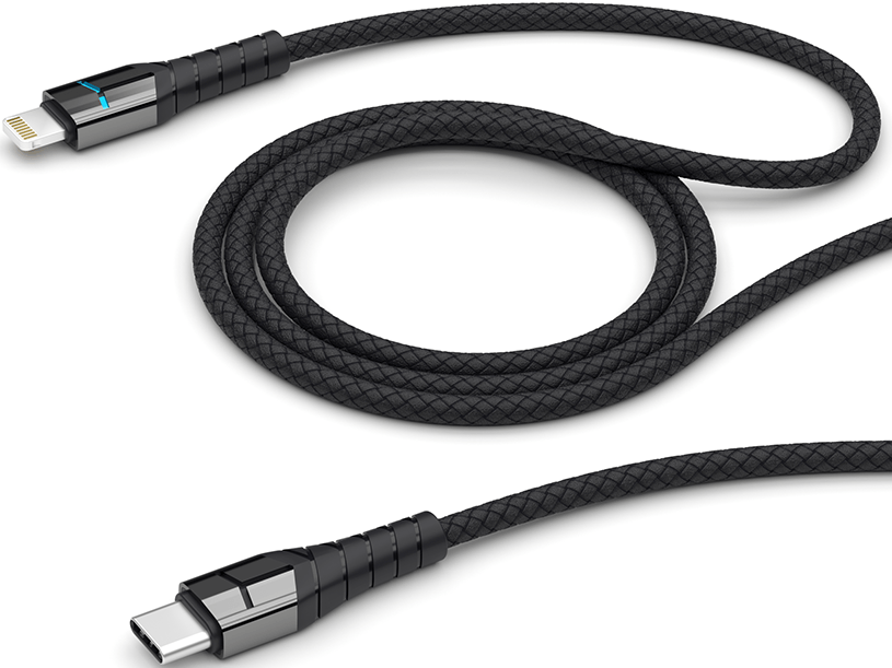 Deppa Кабель LED USB Type-C - 8pin для Apple, 3A