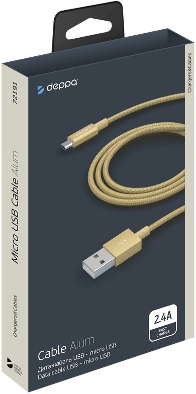 Deppa Кабель Alum USB - microUSB, 2.4A