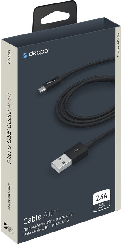Deppa Кабель Alum USB - microUSB, 2.4A