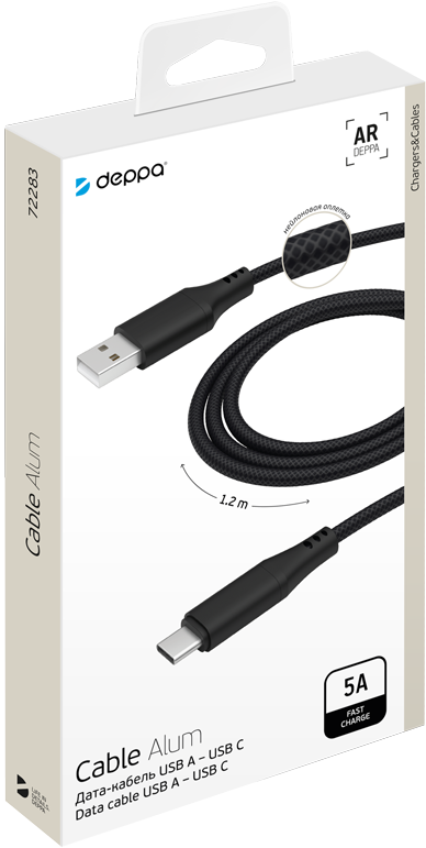 Deppa Кабель Alum USB 2.0 - USB Type-C, 5A