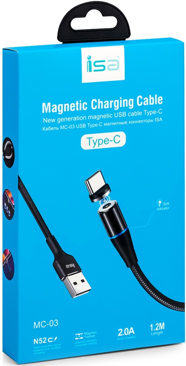 Isa Кабель магнитный MС-03 USB - USB Type-C, 2A