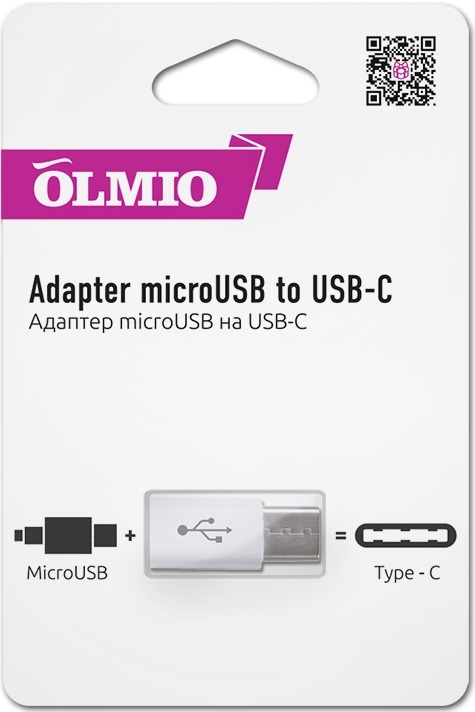 OLMIO Адаптер microUSB - USB Type-C, 2.1A