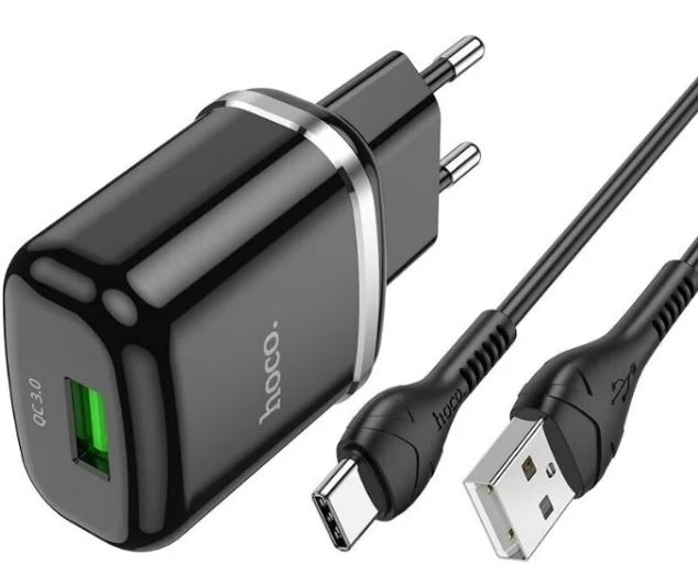 Hoco Сетевое зарядное устройство N3 + USB Type-C, QC 3.0, 18W
