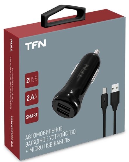 TFN Автомобильное зарядное устройство + кабель Micro USB, 2.4A