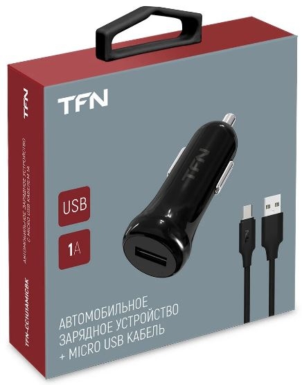 TFN Автомобильное зарядное устройство + кабель MicroUSB, 1A