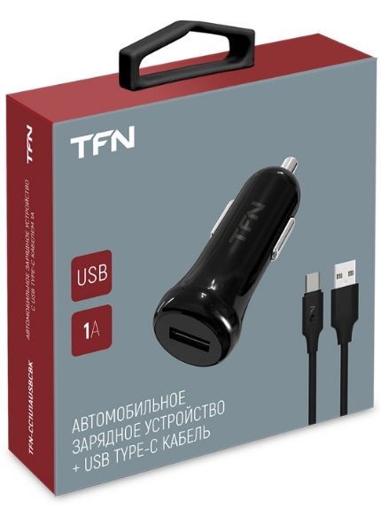 TFN Автомобильное зарядное устройство + кабель Type C, 1A
