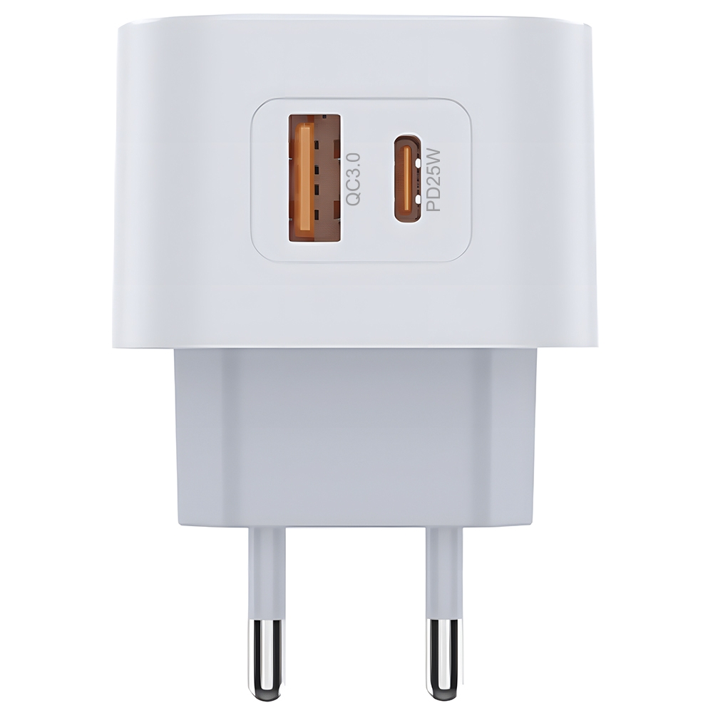 PERO Сетевое зарядное устройство TC21, USB QC 3.0 + Type-C PD, 25W