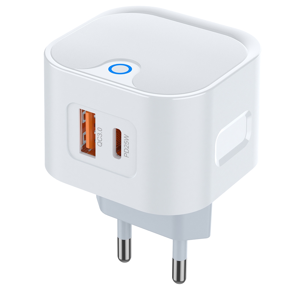 PERO Сетевое зарядное устройство TC21, USB QC 3.0 + Type-C PD, 25W