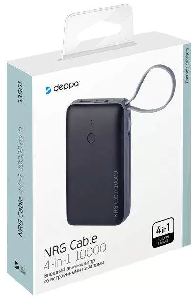 Deppa NRG Cable 4 в 1 10000 mAh