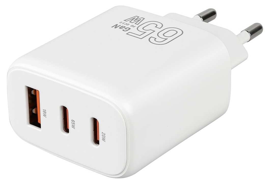 TFN Сетевое зарядное устройство GAN PD 2Type-C + USB, 65W