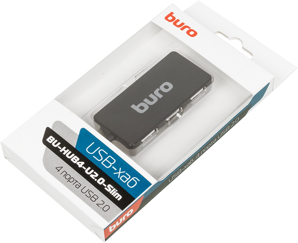 Buro Разветвитель USB 2.0 BU-HUB4-U2.0-Slim