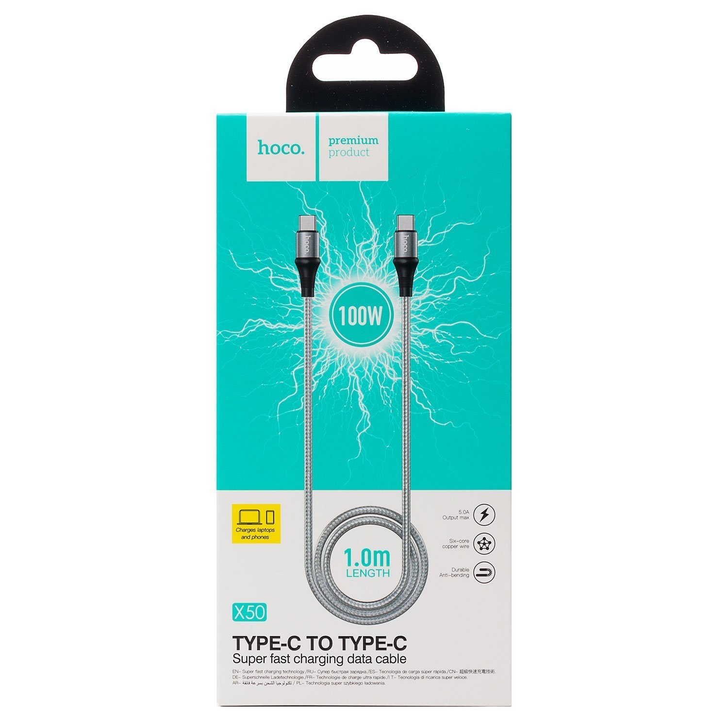 Hoco Кабель X50 Type-C на Type-C Exquisito 100W 1м