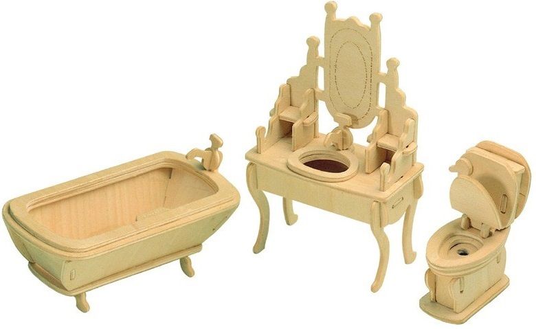 Мир деревянной игрушки Сборная модель "Ванная комната"