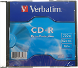Verbatim Диск CD-R 700Mb 52x Slim case 1шт, 43347