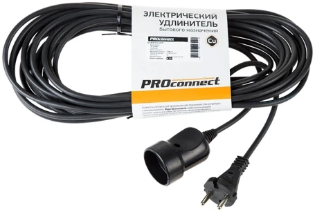 Удлинитель силовой PROconnect PROc-Uc (11-7114) 2x0.75кв.мм 1розет. 10м ПВС 6A без катушки черный