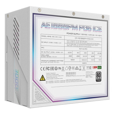 Gigabyte AE1000PM PG5 ICE, 1000W, 80 PLUS Platinum, GP-AE1000PM PG5 ICE, белый