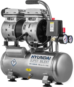 Компрессор поршневой Hyundai HYC 14206LMS безмасляный 140л/мин 6л 750Вт серебристый