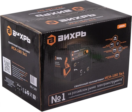 Сварочный полуавтомат Вихрь ИСА-180 3в1 инвертор FLUX, MMA,TIG-Lift 4.8кВт