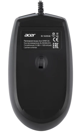 Acer OMW126, проводная, 1200dpi, черный