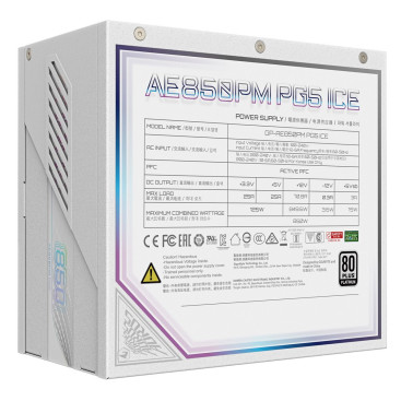 Gigabyte AE850PM PG5 ICE, 850W, 80 PLUS Platinum, GP-AE850PM PG5 ICE, белый