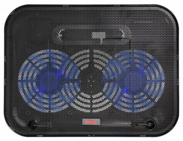 Подставка для ноутбука Buro BU-LCP140-B214H 14" 338x255x22мм 1xUSB 2x 140ммFAN 480г металлическая сетка/пластик черный