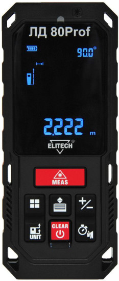 Лазерный дальномер Elitech ЛД 80Prof 2кл.лаз. 670нм цв.луч. красный (188613)
