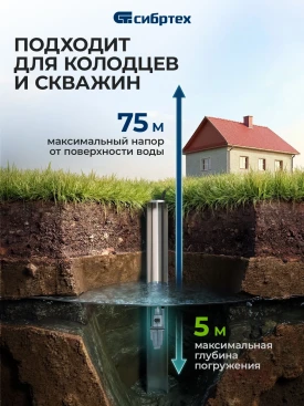 Насос колодезный Сибртех СВН300-15 300Вт 1200л/час (99302)