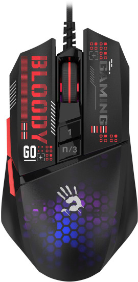 A4Tech Bloody W60 Max Mini, проводная, 12000dpi, черный/рисунок