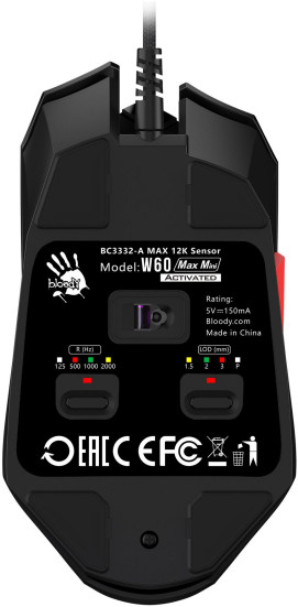 A4Tech Bloody W60 Max Mini, проводная, 12000dpi, черный/рисунок