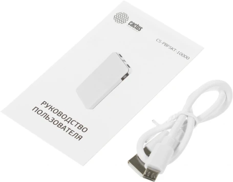 Мобильный аккумулятор Cactus CS-PBFSKT-10000 10000mAh 10.5W 2.1A 2xUSB-A/USB-C белый