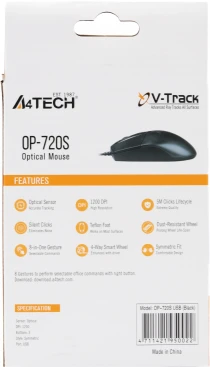 A4Tech OP-720S, проводная, 1200dpi, черный