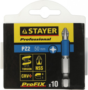 Набор бит Stayer 26223-2-50-10_z01 (10пред.) для шуруповертов/дрелей