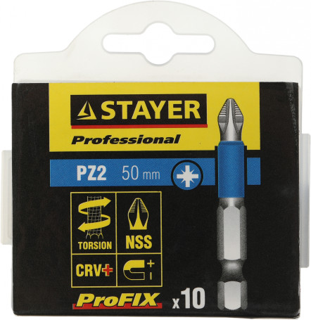 Набор бит Stayer 26223-2-50-10_z01 (10пред.) для шуруповертов/дрелей