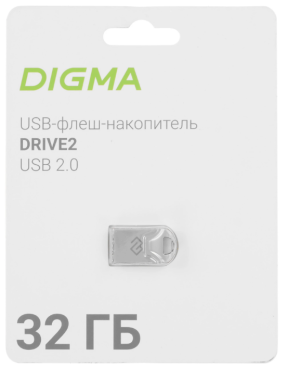 Память USB Flash Digma 32 Гб DRIVE2 20/10Мб/с USB 2.0 (серебристый)