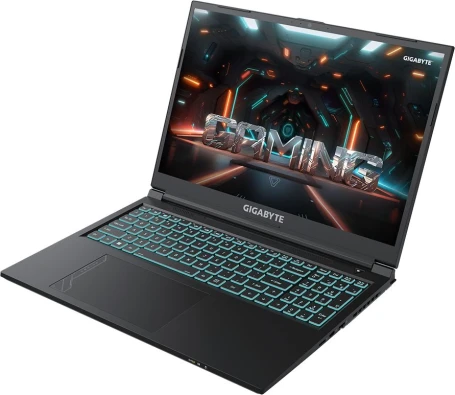 Ноутбук Gigabyte G6 Core i7 12650H 16Gb SSD512Gb NVIDIA GeForce RTX4060 8Gb 16" IPS FHD+ (1920x1200) FreeDOS black WiFi BT Cam (KF-G3KZ853SD)
