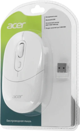 Acer OMR301, беспроводная, 1600dpi, белый