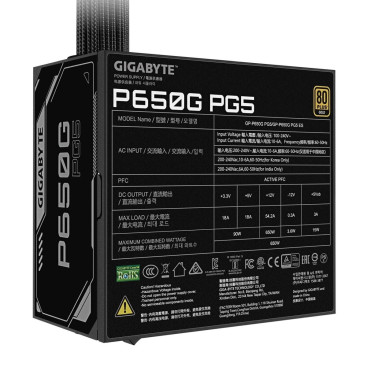 Gigabyte P650G PG5, 650W, 80 PLUS Gold, GP-P650G PG5, черный