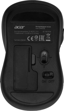 Acer OMR303, беспроводная, 1600dpi, черный