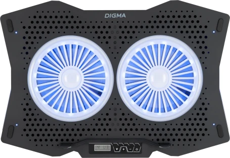 Подставка для ноутбука Digma D-NCP180-2x110RGB 18" 410x280x34мм 20дБ 2xUSB 2x 110ммFAN 700г Fan-control пластик ABS черный