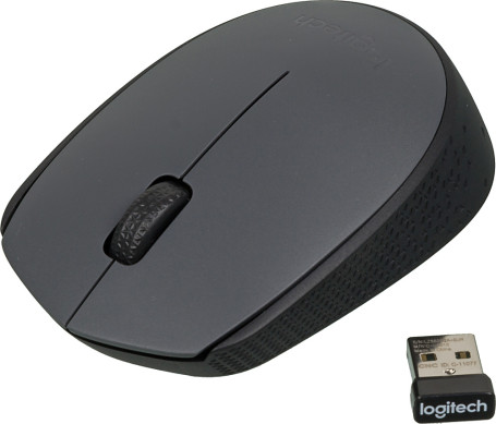 Logitech M170, беспроводная, 1000dpi, серый/черный