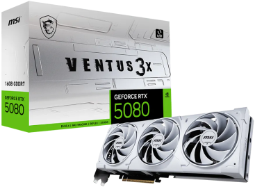 MSI NVIDIA GeForce RTX 5080 VENTUS 3X OC 16GB GDDR7 256bit 3xDP HDMI 3FAN (RTX 5080 16G VENTUS 3X OC WHITE)