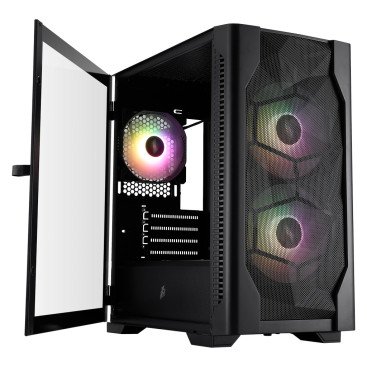 1STPLAYER DK D4-M ARGB, mATX, 3x120mm ARGB, Black, D4-M-BK-2F7-14-1F7