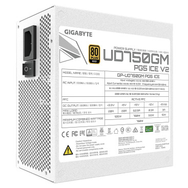 Gigabyte UD750GM PG5 ICE, 750W, 80 PLUS Gold, GP-UD750GM PG5 ICE, белый